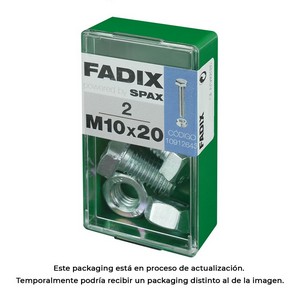 Caja S Unid Tornillo Metrica Cab Hex Tuerca Cinc M X Mm Fadix