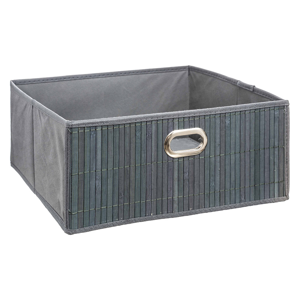 CESTA PARA MUEBLE DE BAÑO BAMBÚ GRIS 31x31x13.5cm