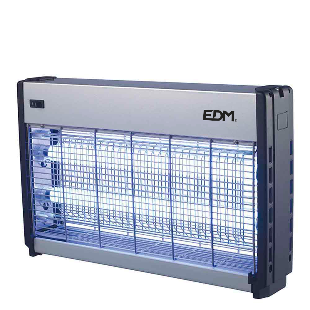 MATA INSECTOS PROFESIONAL ELECTRONICO 2x20W 150m² 64x10x36cm COLOR CROMO/NEGRO EDM