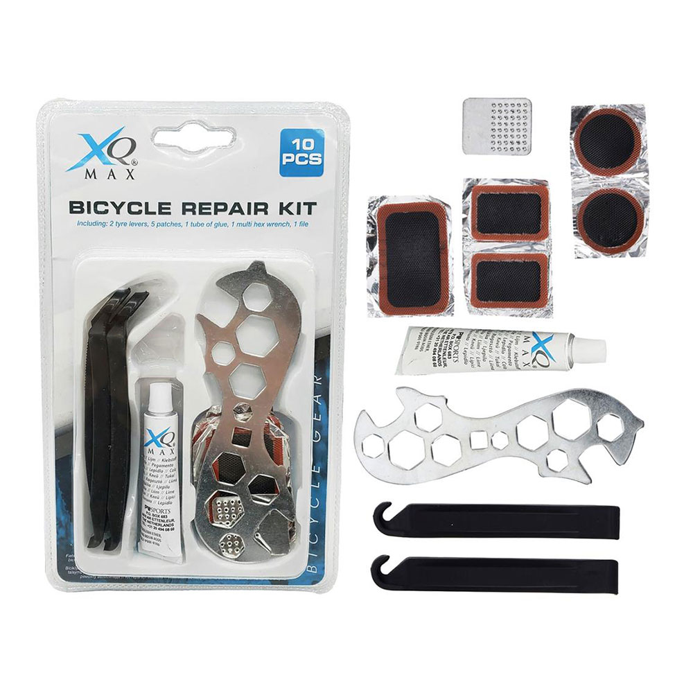 KIT BÁSICO REPARACIÓN RUEDAS BICICLETA 10 PIEZAS XQMAX