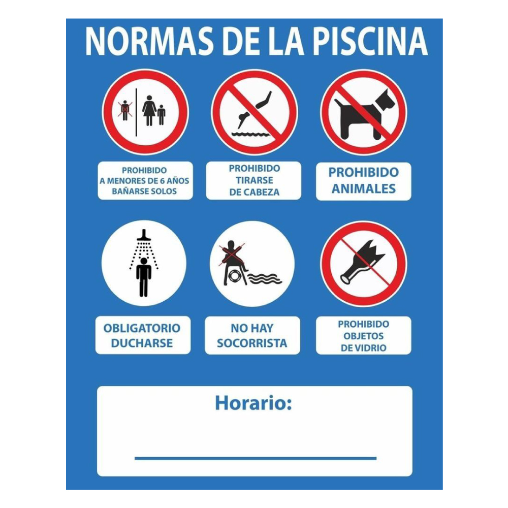 CARTEL NORMAS PISCINA PVC 0,4mm 500x400mm NORMALUZ