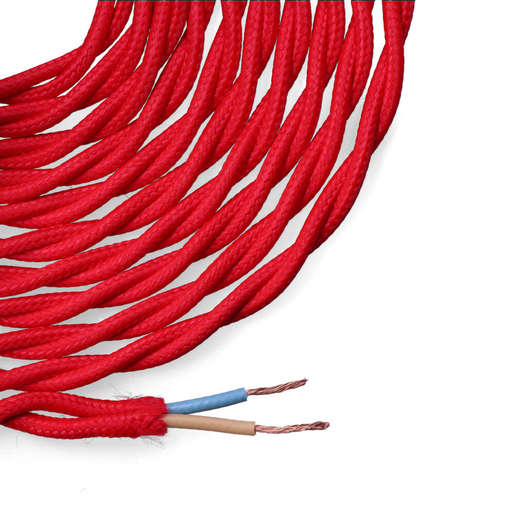 CABLE TEXTIL TRENZADO 2x0,75mm C-62 ROJO 5m