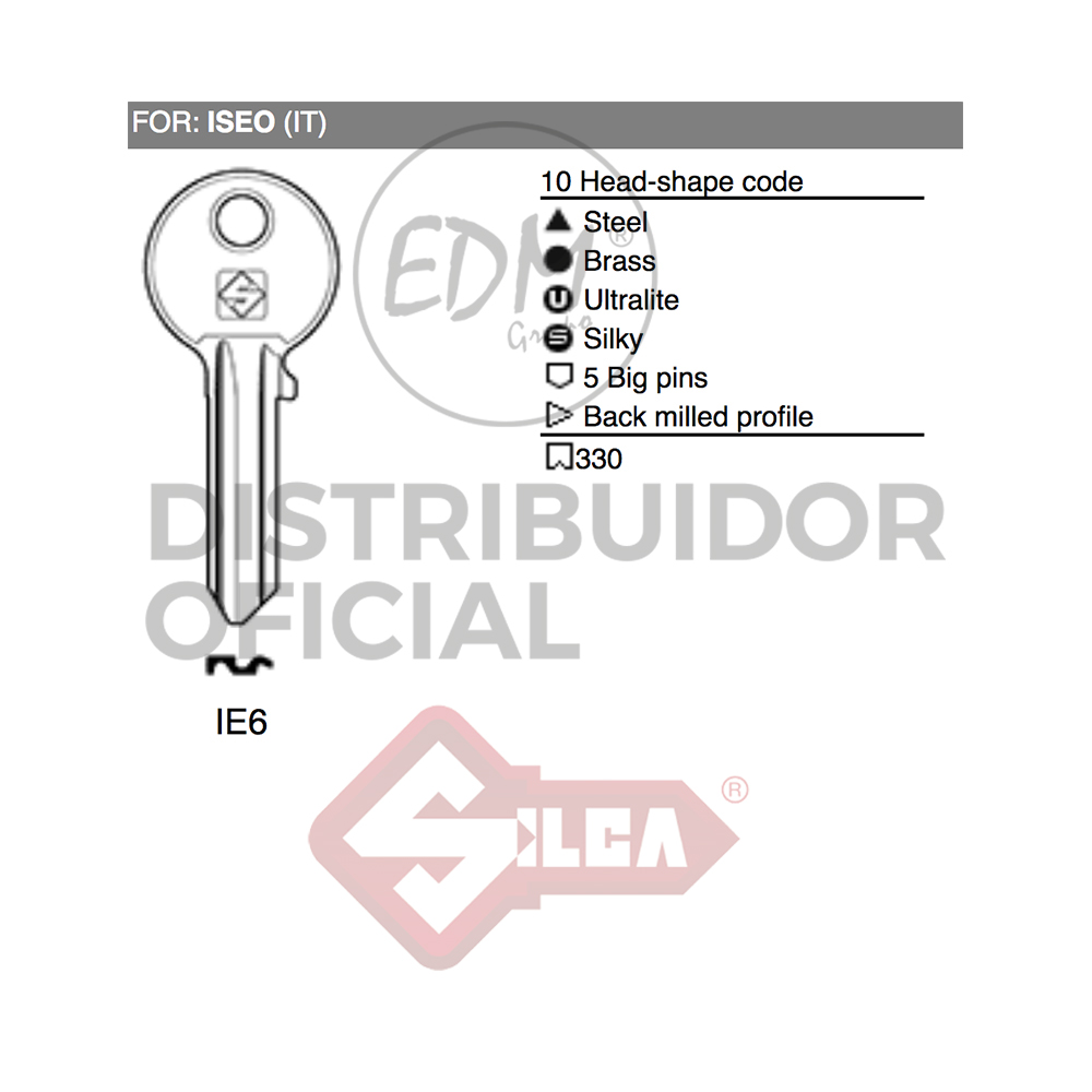 LLAVE ACERO IE6 ISEO