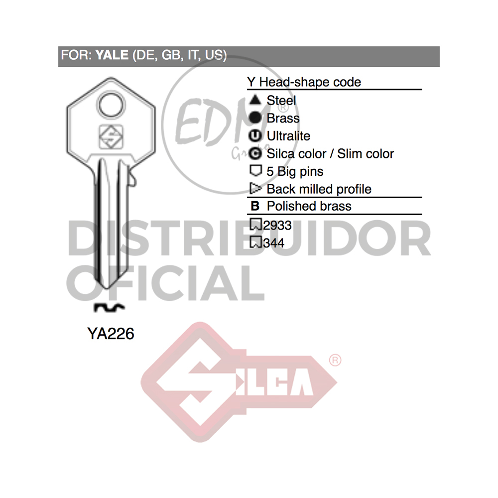 LLAVE ACERO YA226 YALE