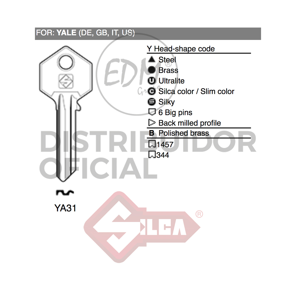 LLAVE ACERO YA31 YALE