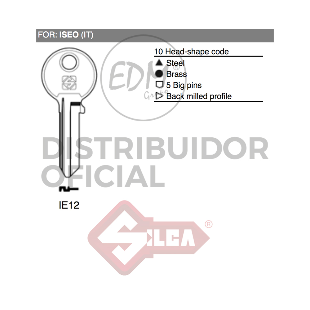 LLAVE ACERO IE12 ISEO