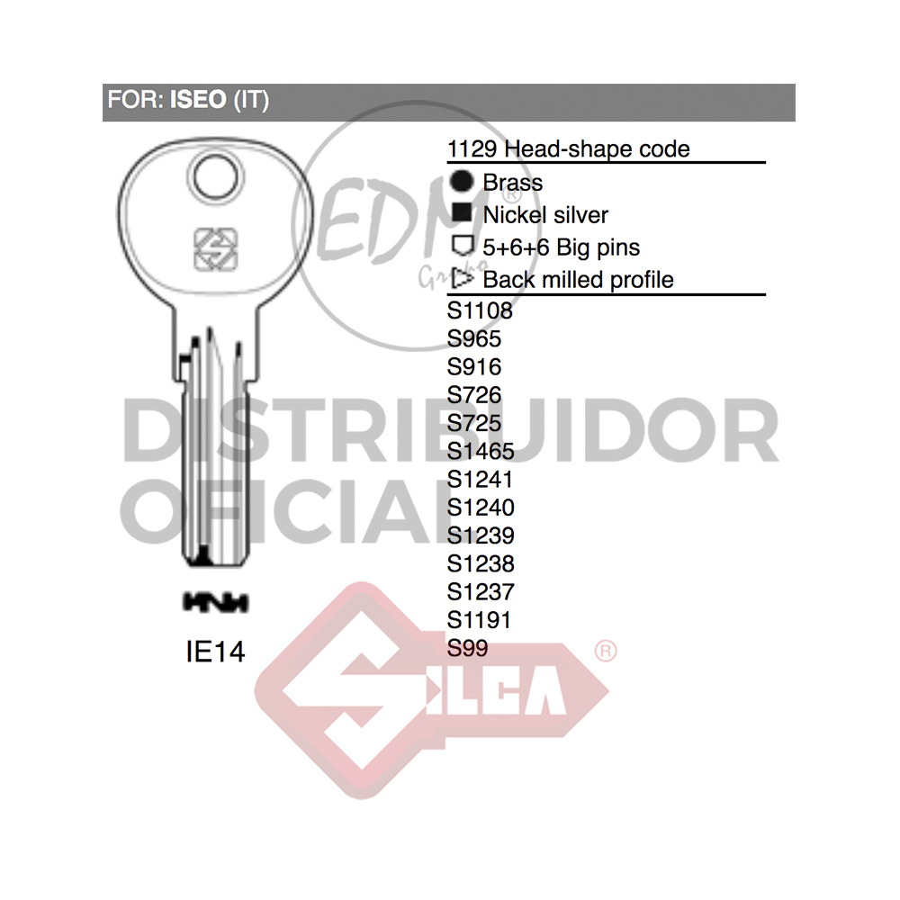 LLAVE LATON IE14 ISEO