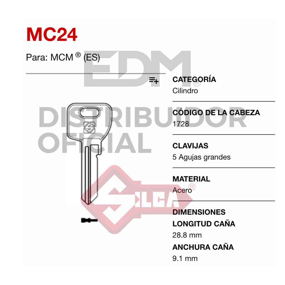 LLAVE SILCA ACERO MC24