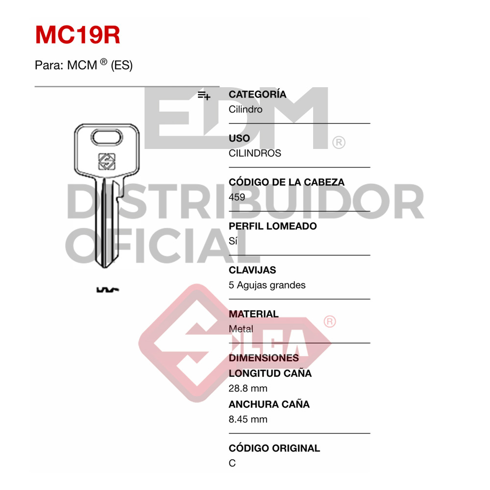 LLAVE SILCA LATON MC19R