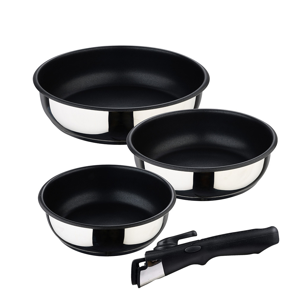 SET 3 SARTENES (Ø18x6cm/20x6cm/Ø24x6,5cm) ACERO INOXIDABLE CLICK & COOK BERGNER