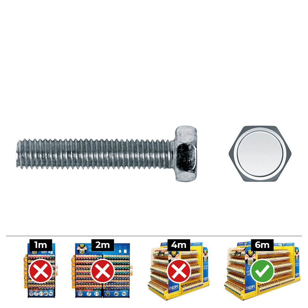 CAJA 50 unid. TORNILLO METRICA HEXAGONAL DIN/REF 933 Ø8x60mm ZINCADO CELO