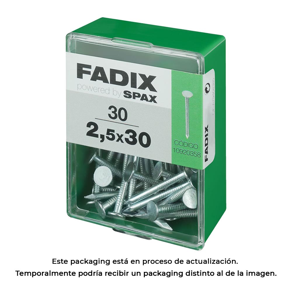 CAJA M 30 unid. CLAVO CP ANCHA ACERO 2,5x30mm FADIX