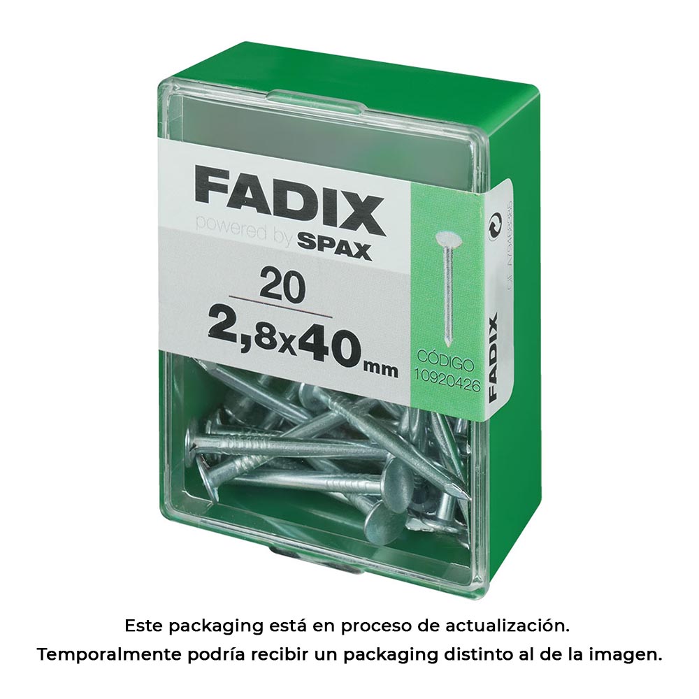 CAJA M 20 unid. CLAVO CP ANCHA ACERO 2,8x40mm FADIX