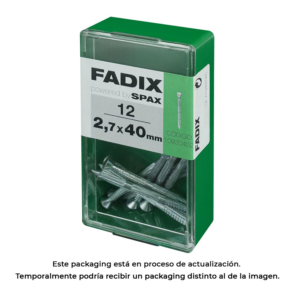 CAJA S 12 unid. CLAVO CP ESTRIADO ACERO 2,7x40mm FADIX