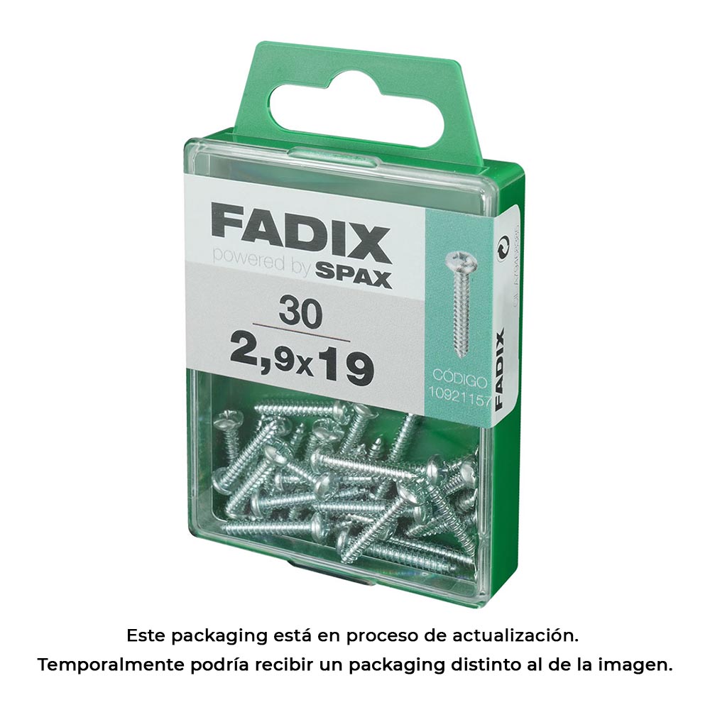 CAJA M 30 unid. TORNILLO ROSCA CHAPA CR CINC 2,9x19mm FADIX