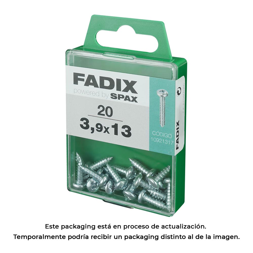 CAJA M 20 unid. TORNILLO ROSCA CHAPA CR CINC 3,9x13mm FADIX