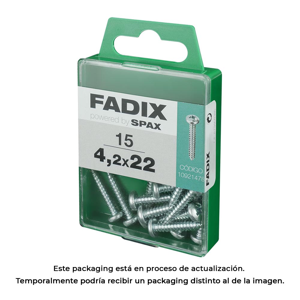 CAJA M 15 unid. TORNILLO ROSCA CHAPA CR CINC 4,2x22mm FADIX