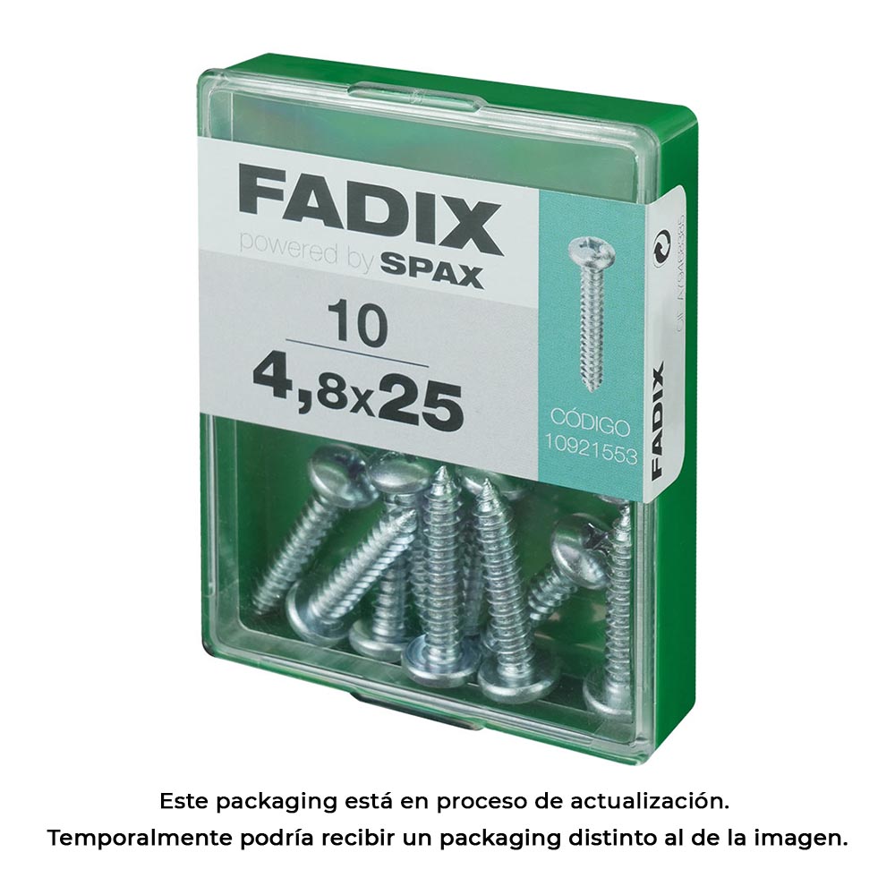 CAJA M 10 unid. TORNILLO ROSCA CHAPA CR CINC 4,8x25mm FADIX