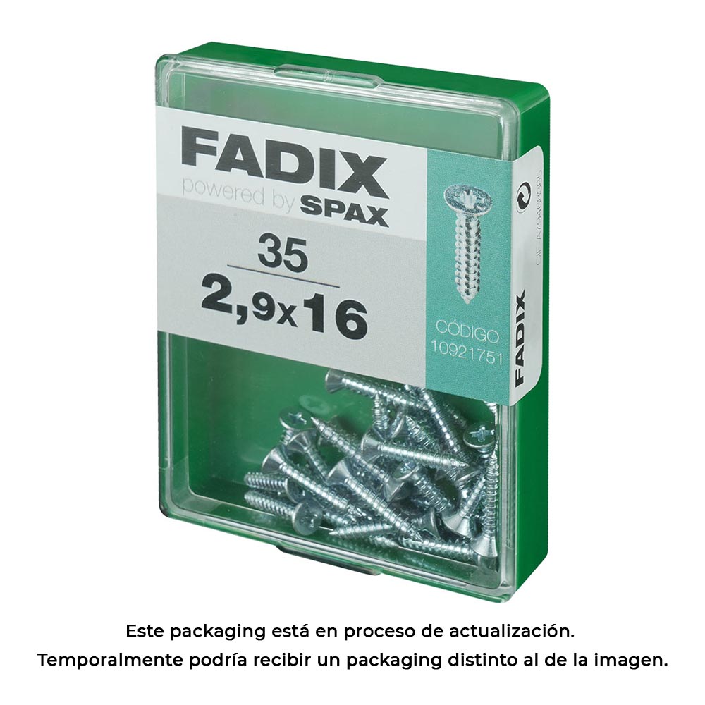 CAJA M 35 unid. TORNILLO ROSCA CHAPA CP CINC 2,9x16mm FADIX