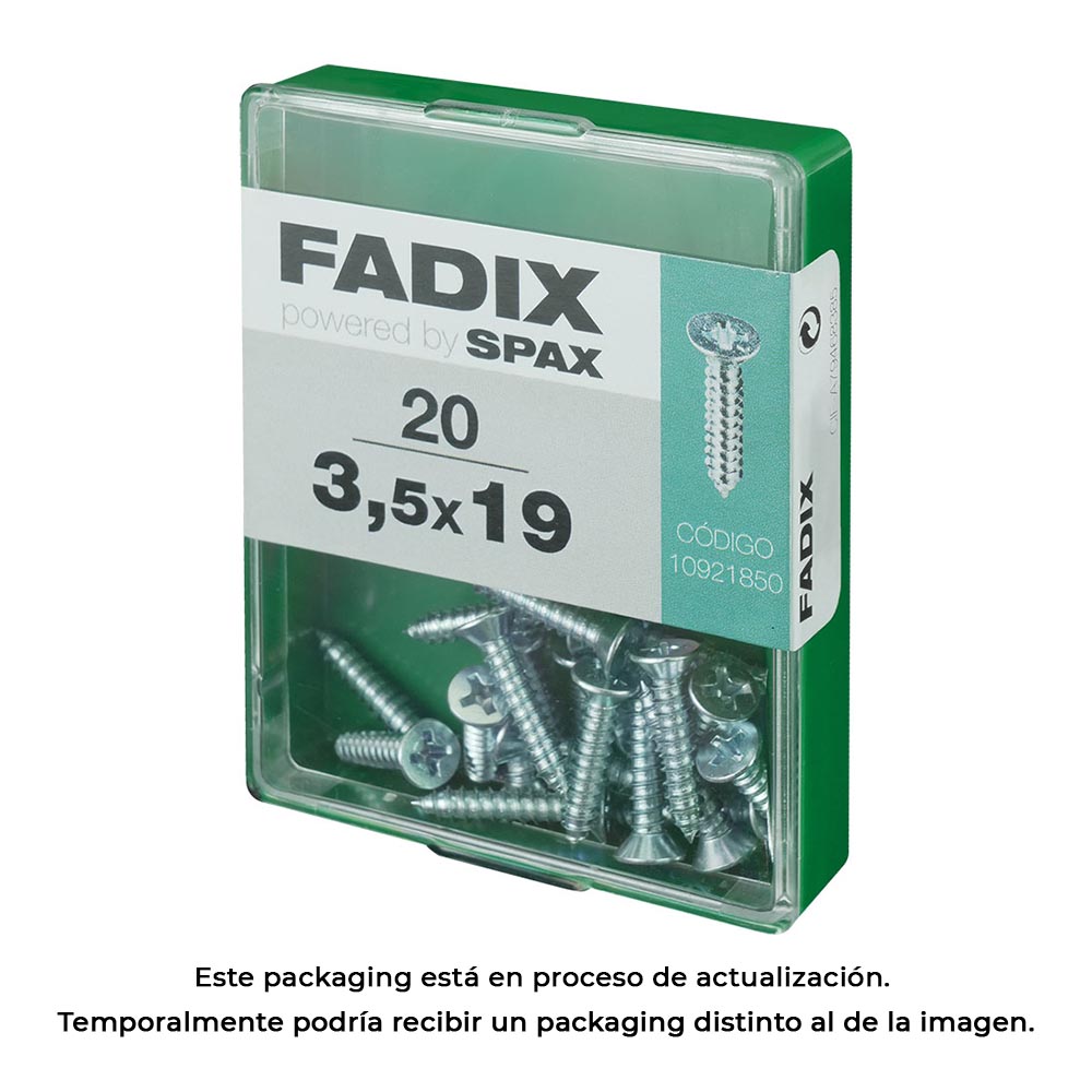 CAJA M 20 unid. TORNILLO ROSCA CHAPA CP CINC 3,5x19mm FADIX