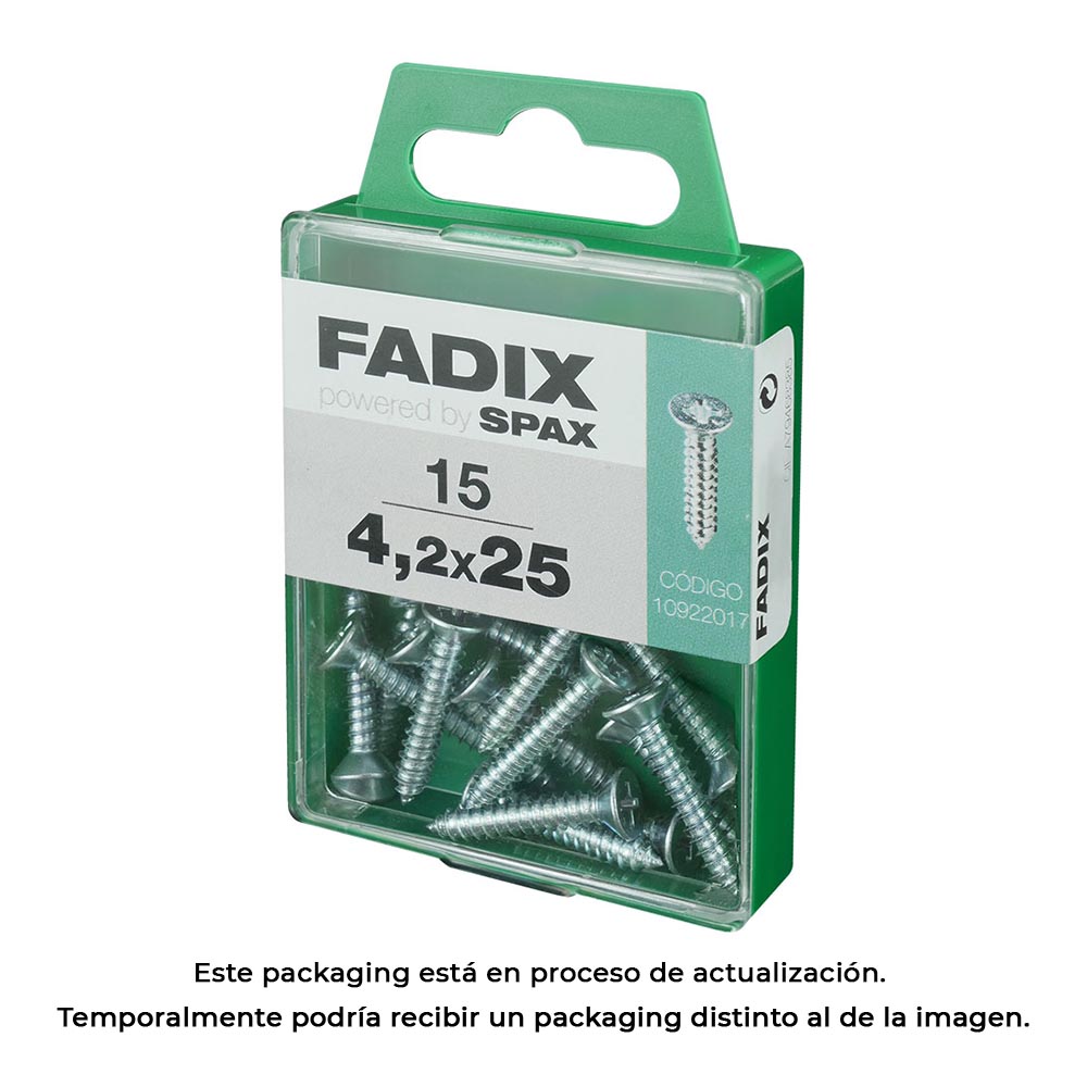 CAJA M 15 unid. TORNILLO ROSCA CHAPA CP CINC 4,2x25mm FADIX