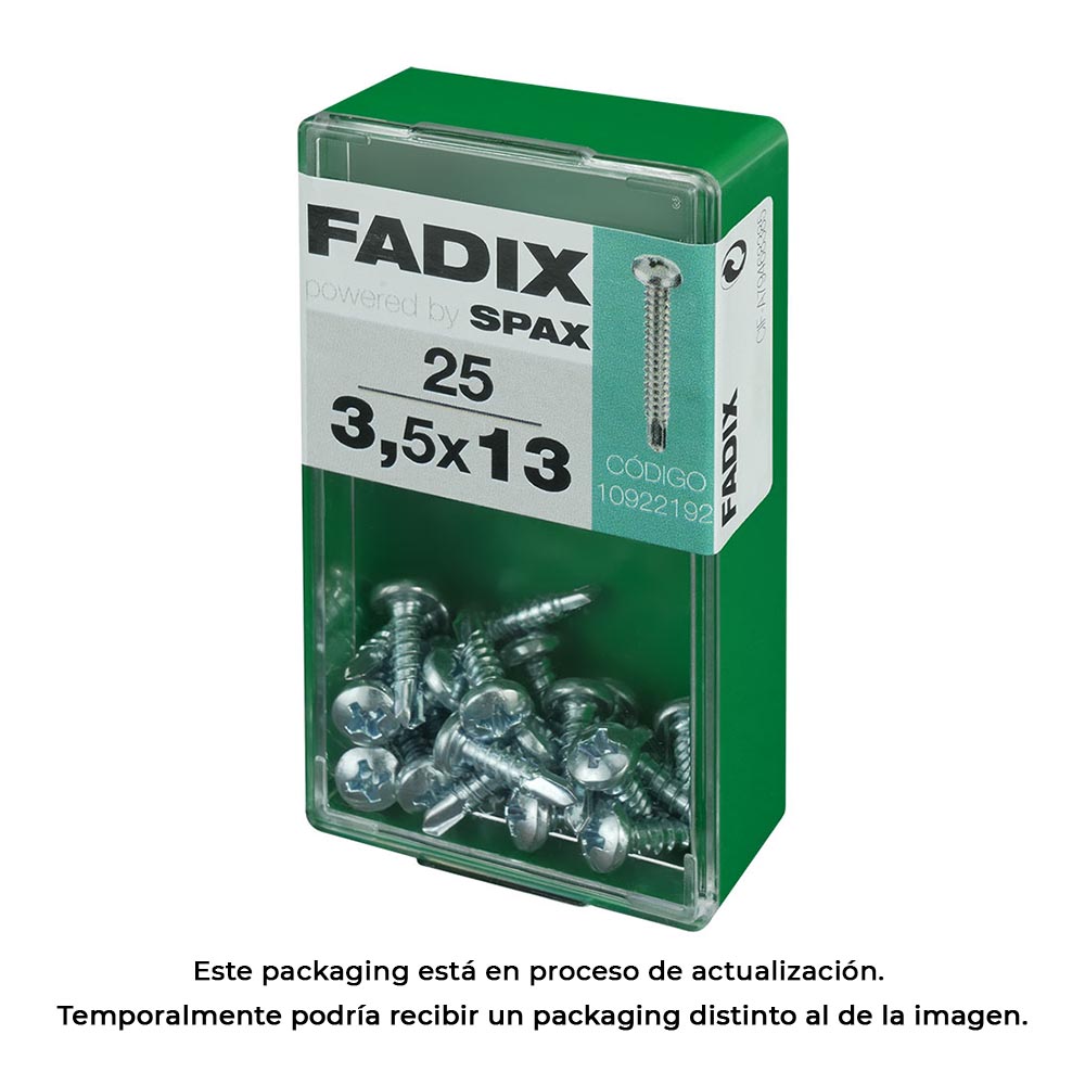 CAJA S 25 unid. TORNILLO ROSCA CHAPA CR AUTOT. 3,5x13mm FADIX