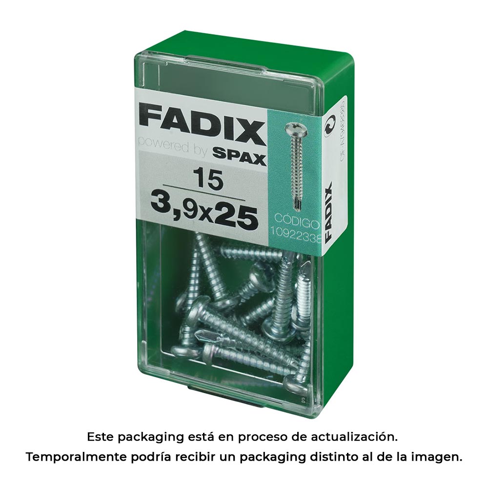 CAJA S 15 unid. TORNILLO ROSCA CHAPA CR AUTOT. 3,9x25mm FADIX