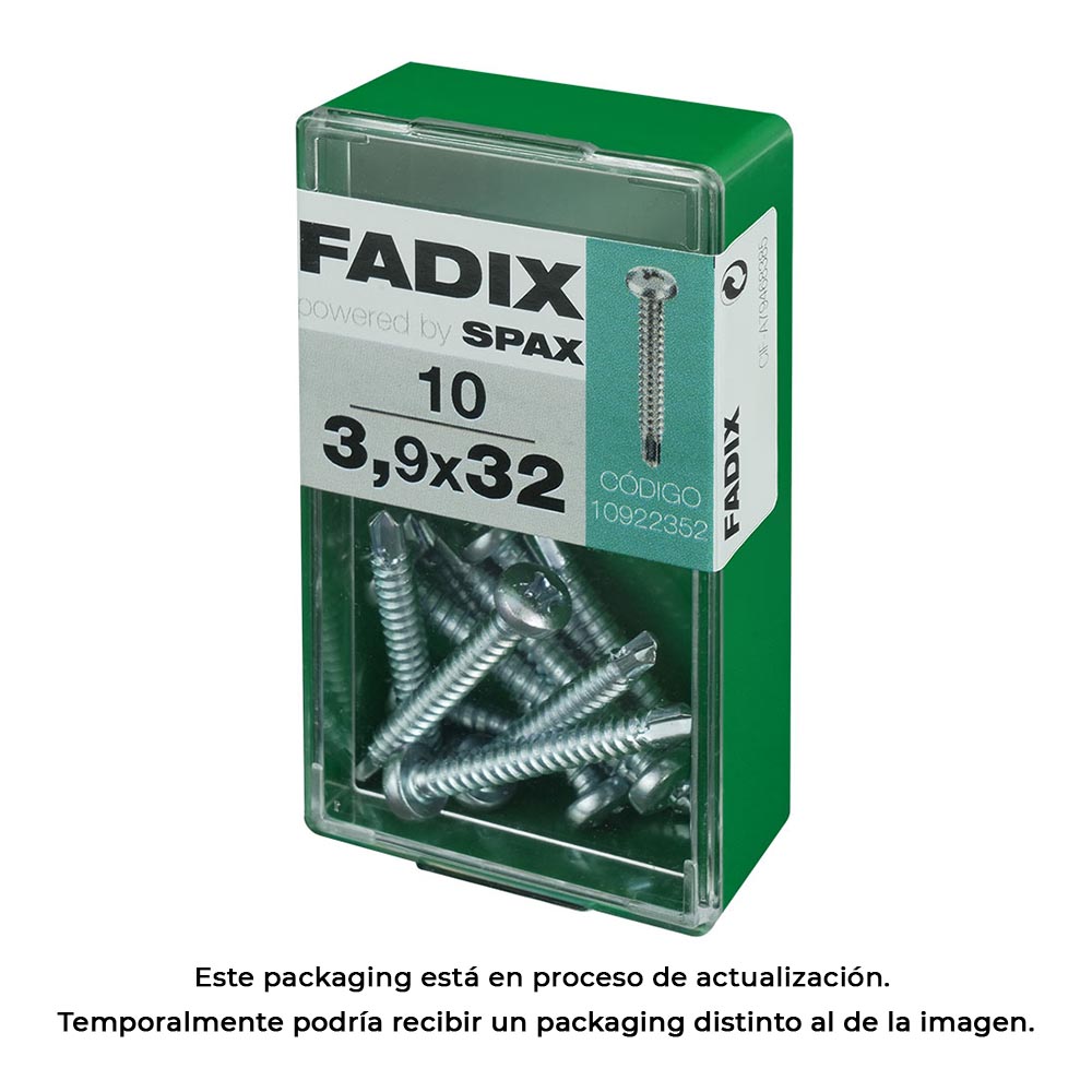 CAJA S 10 unid. TORNILLO ROSCA CHAPA CR AUTOT. 3,9x32mm FADIX