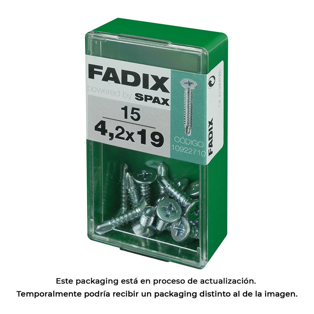 CAJA S 15 unid. TORNILLO ROSCA CHAPA CP AUTOT. CINC 4,2x19mm FADIX