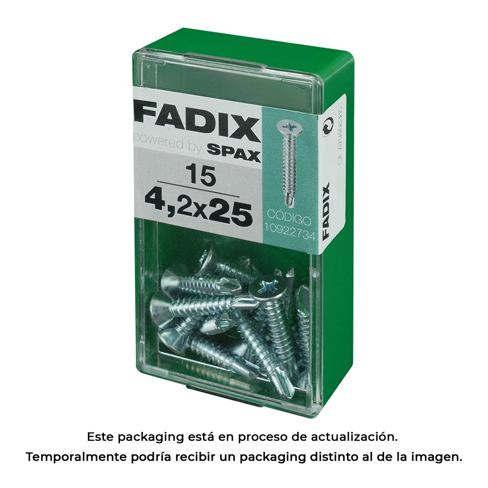 CAJA S 15 unid. TORNILLO ROSCA CHAPA CP AUTOT. CINC 4,2x25mm FADIX