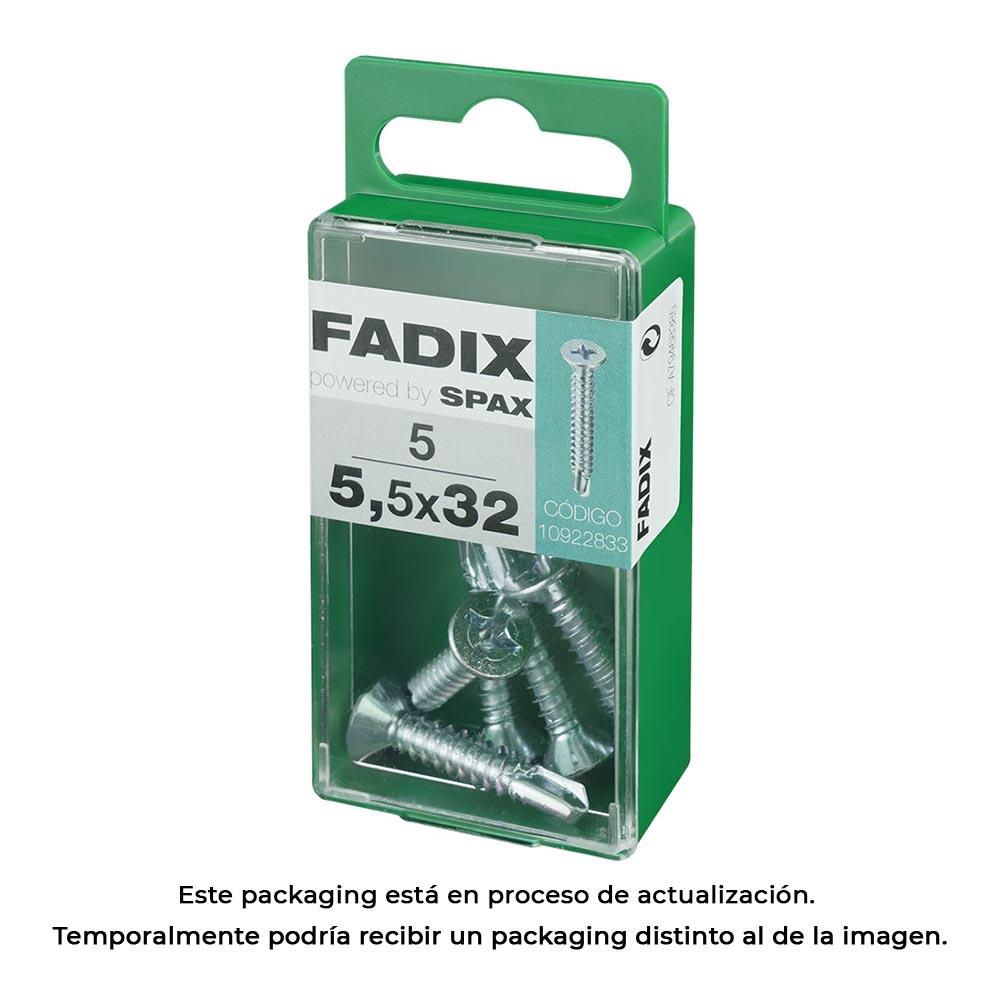 CAJA S 5 unid. TORNILLO ROSCA CHAPA CP AUTOT. CINC 5,5x32mm FADIX