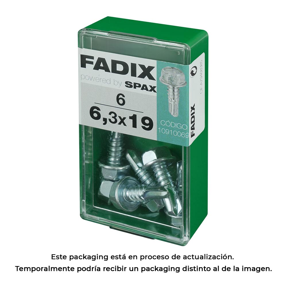 CAJA S 6 unid. TORNILLO ROSCA CHAPA HEXAGONAL AUTOT. 6,3x19mm FADIX