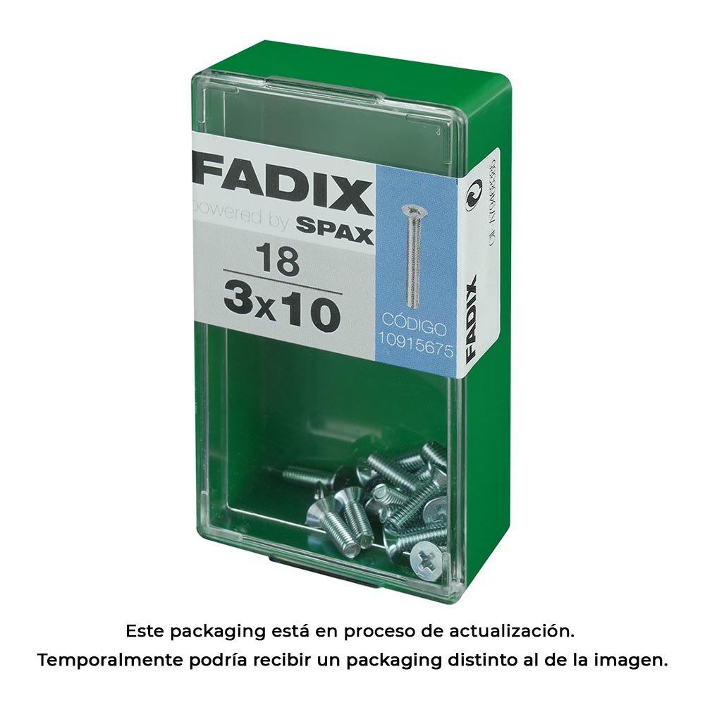 CAJA S 18 unid. TORNILLO METRICA CP M 3x10mm FADIX