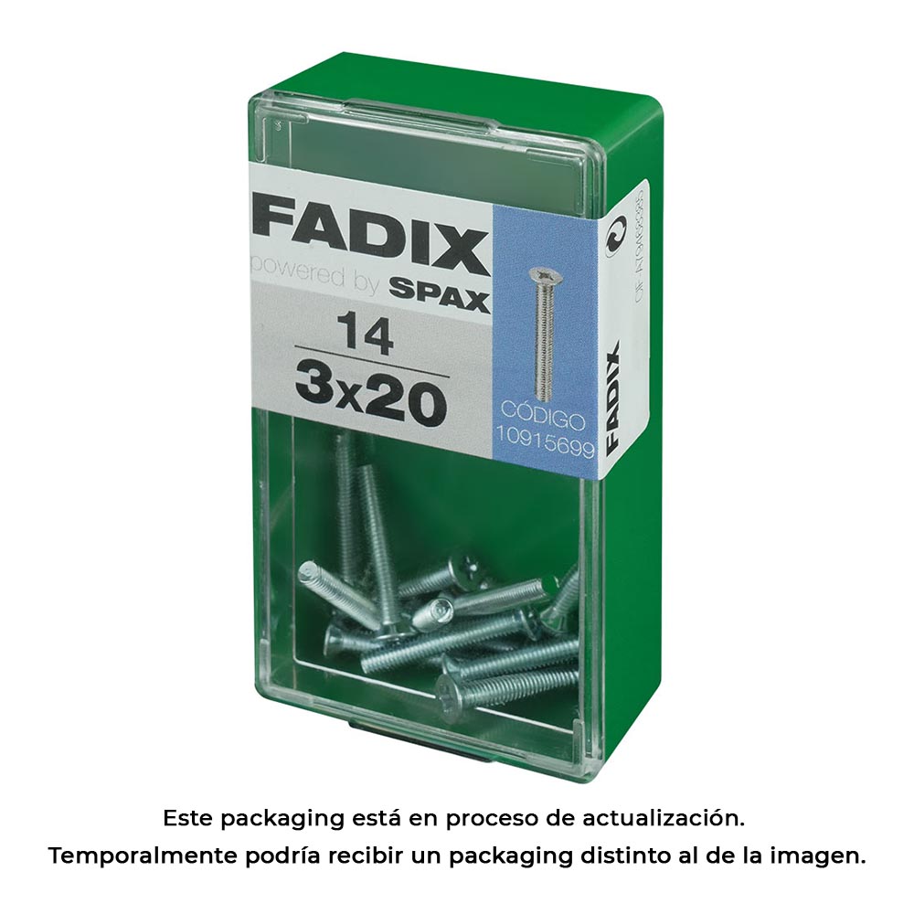 CAJA S 14 unid. TORNILLO METRICA CP M 3x20mm FADIX