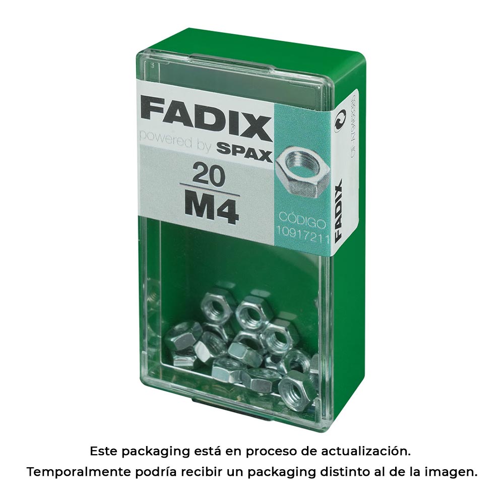 CAJA S 20 unid. TUERCA CINC M 4 FADIX