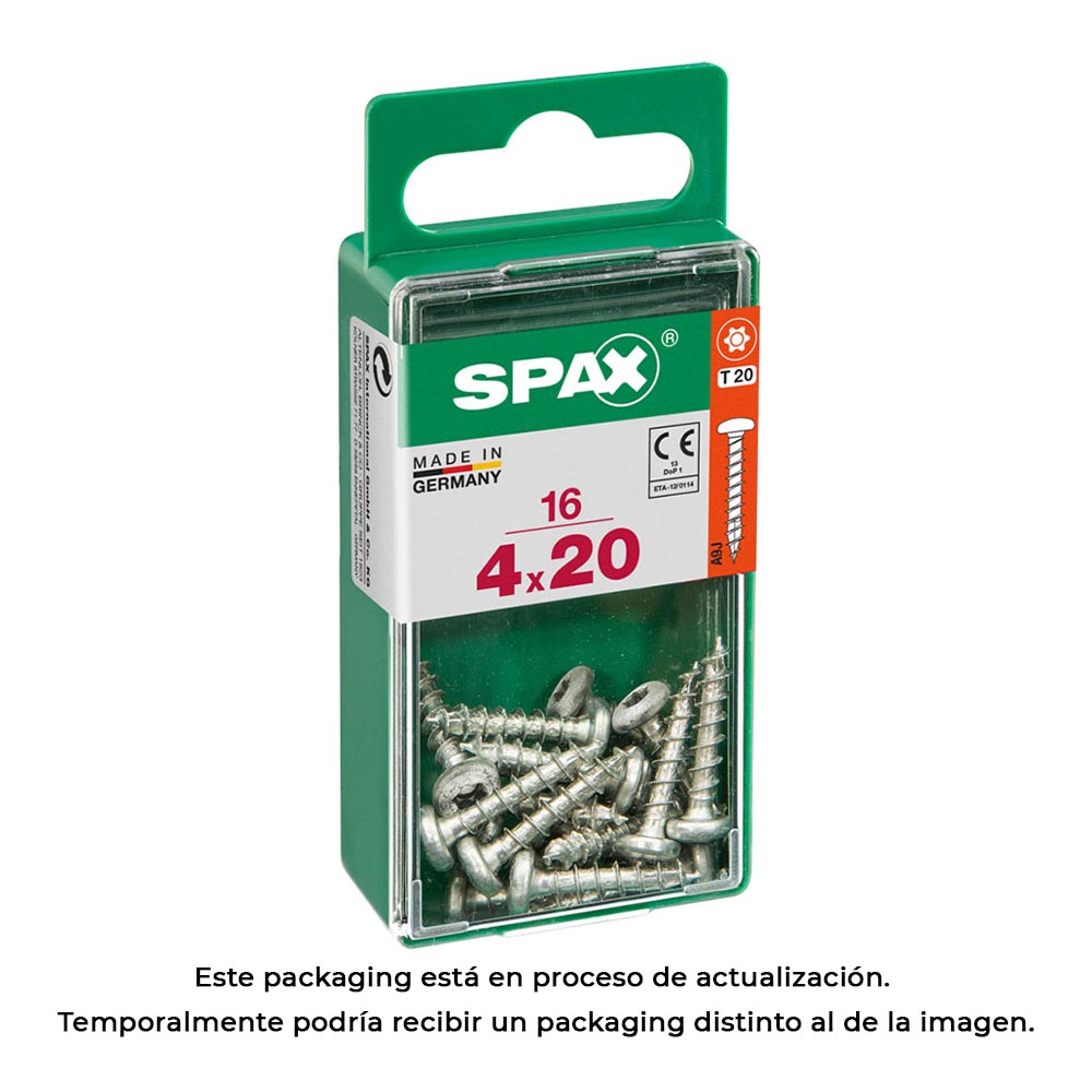 CAJA 16 unid. TORNILLO MADERA SPAX CAB. REDONDA WIROX 4,0x20mm SPAX