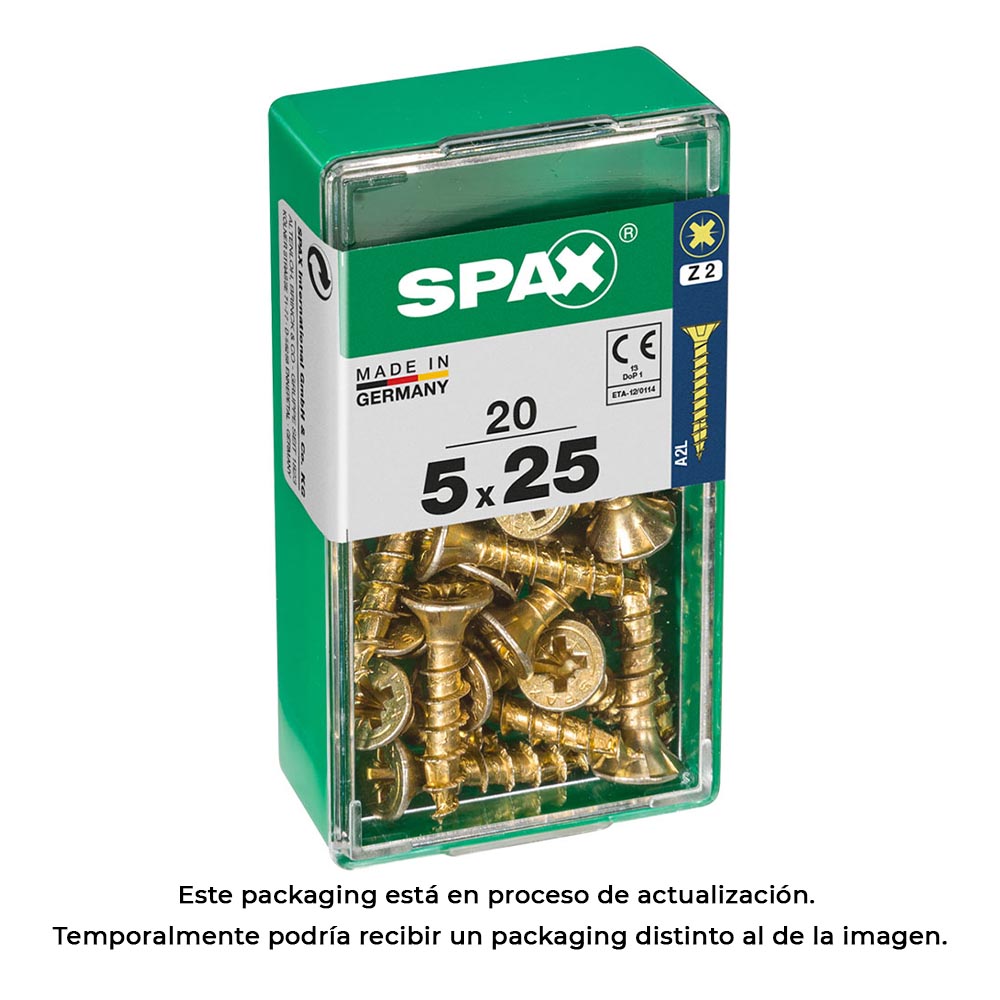 CAJA 20 uds. TORNILLO MADERA SPAX CAB. PLANA YELLOX 5,0x25mm SPAX