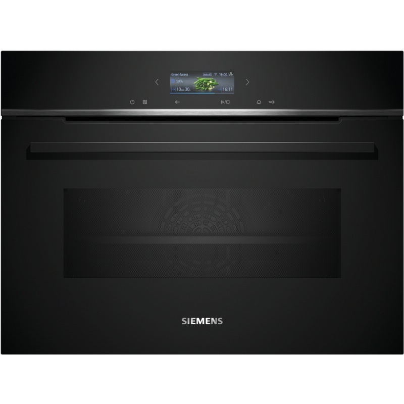 HORNO COMPACTO MULTIFUNCION CON MICROONDAS CRISTAL NEGRO SIEMENS CM724G1B1