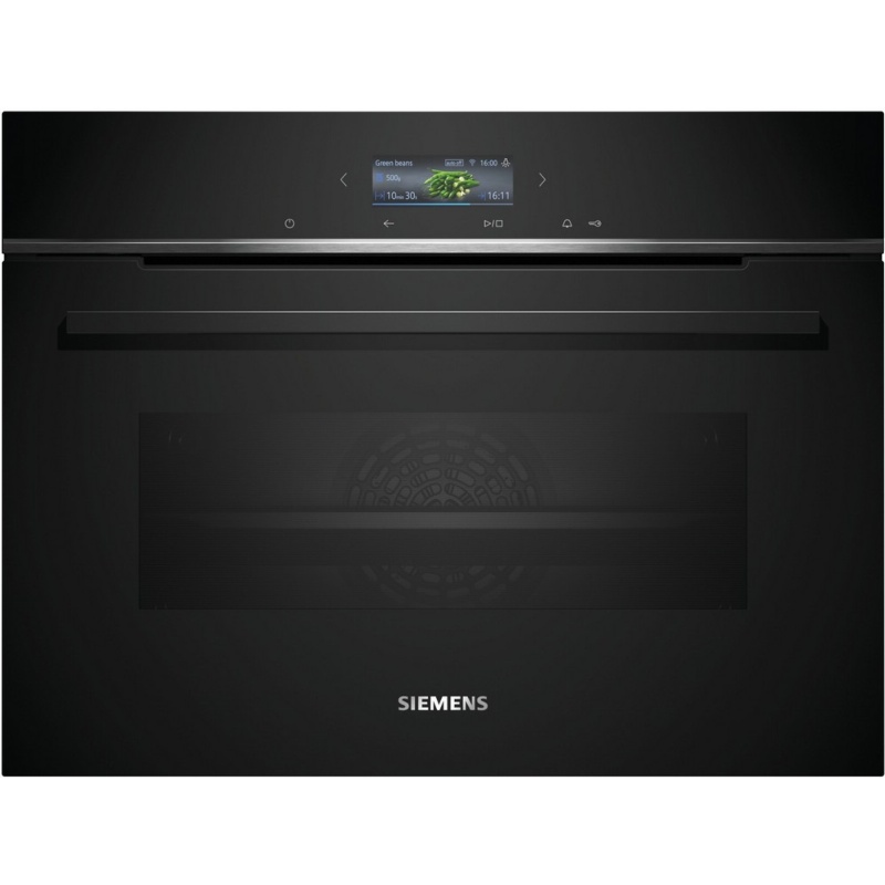 HORNO COMPACTO MULTIFUNCION PIROLITICO CRISTAL NEGRO SIEMENS CB774G1B1