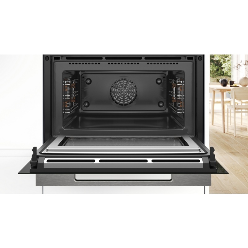 HORNO COMPACTO MULTIFUNCION PIROLITICO CON MICROONDAS CRISTAL NEGRO BOSCH CMG7761B1 1