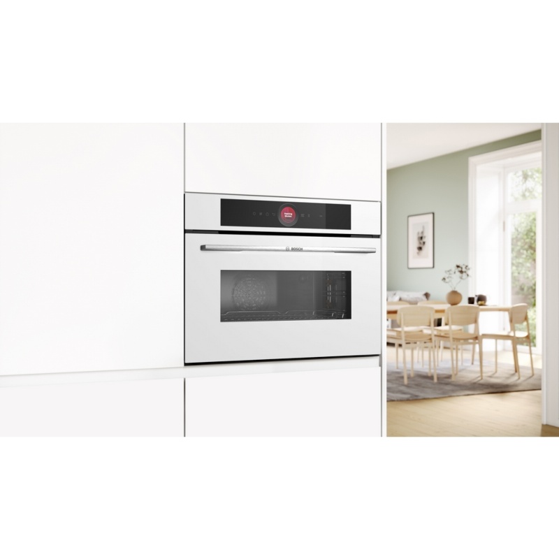 HORNO COMPACTO MULTIFUNCION CON MICROONDAS CRISTAL BLANCO BOSCH CMG7241W1 2