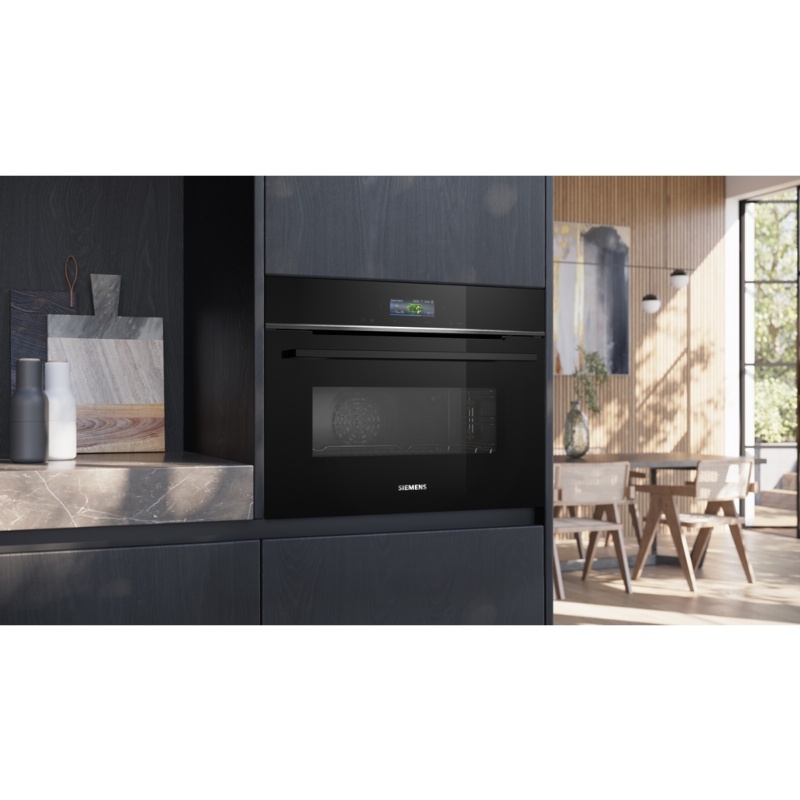 HORNO COMPACTO MULTIFUNCION CON MICROONDAS CRISTAL NEGRO SIEMENS CM724G1B1 2