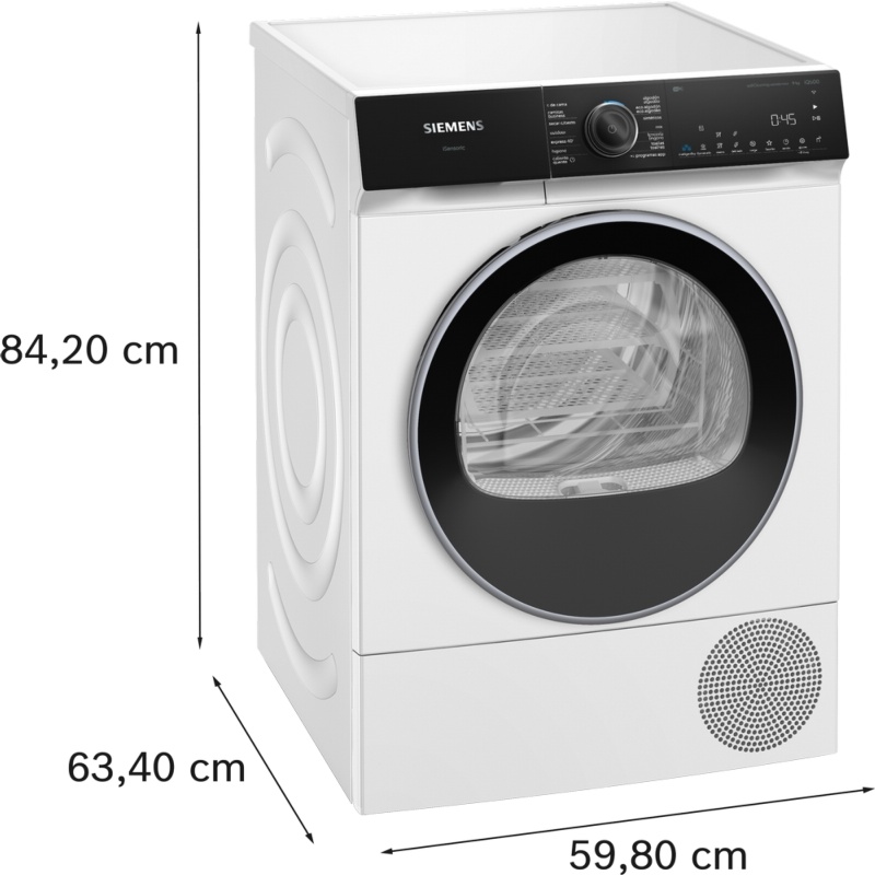 SECADORA CONDENSACION CON BOMBA DE CALOR 9 kg SIEMENS WQ45H2A0ES 1