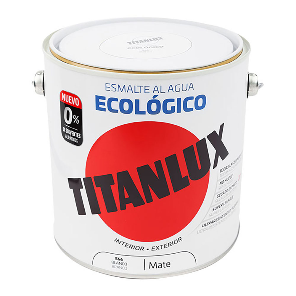 ESMALTE ECOLÓGICO AL AGUA MATE BLANCO 2,5L TITANLUX 02T056625