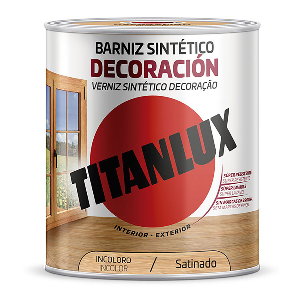 BARNIZ SINTÉTICO DECORACIÓN SATINADO INCOLORO 0,750L TITANLUX M11100034