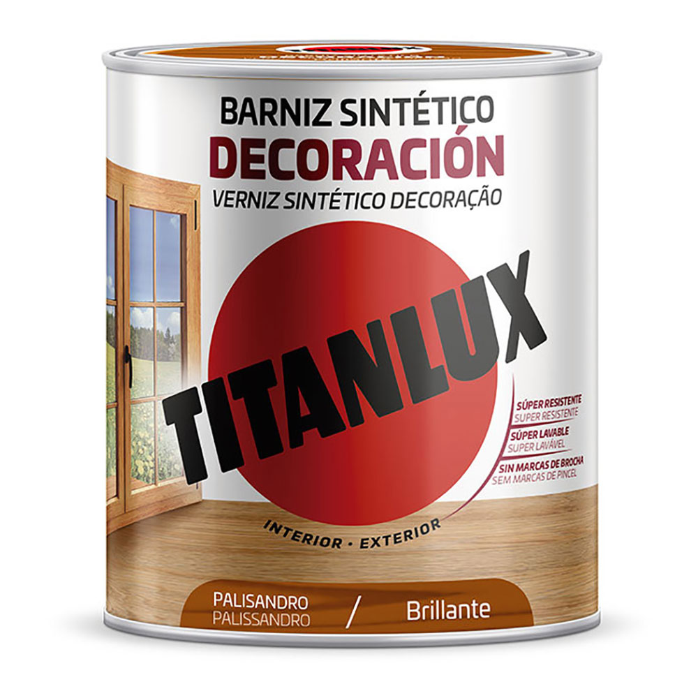 BARNIZ SINTÉTICO DECORACIÓN BRILLANTE PALISANDRO 750ml TITANLUX M10100634