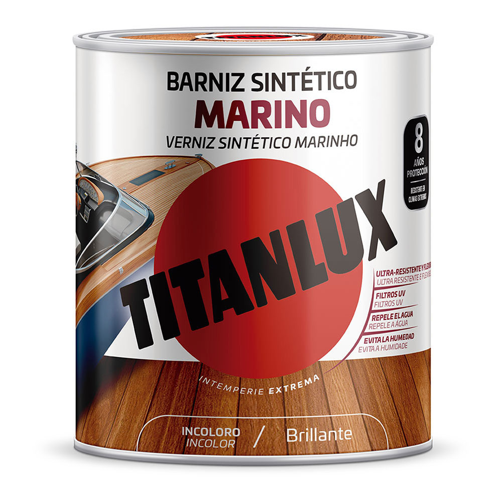 BARNIZ SINTÉTICO MARINO BRILLANTE INCOLORO 0,750L TITANLUX M13100034