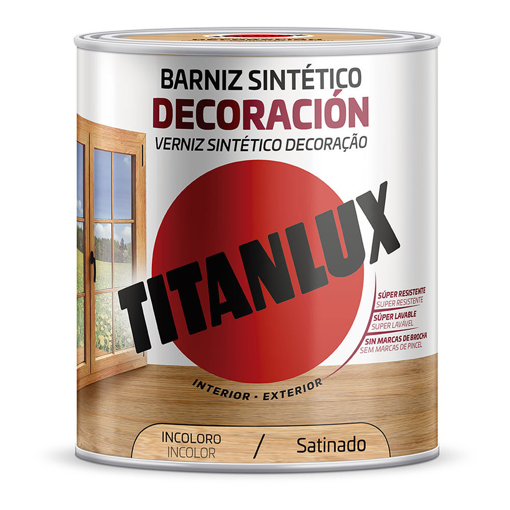 BARNIZ SINTÉTICO DECORACIÓN SATINADO INCOLORO 4L TITANLUX M11100004