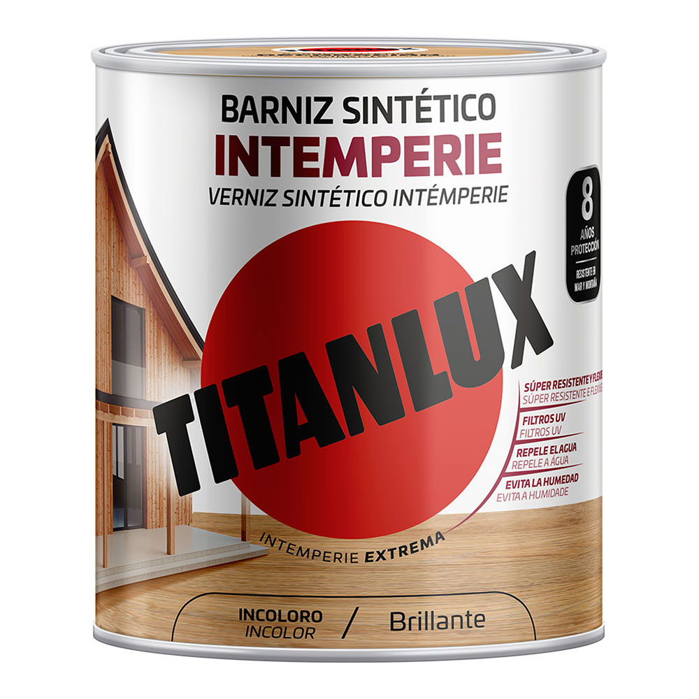 BARNIZ SINTÉTICO INTEMPERIE BRILLANTE INCOLORO 4L TITANLUX M14100004