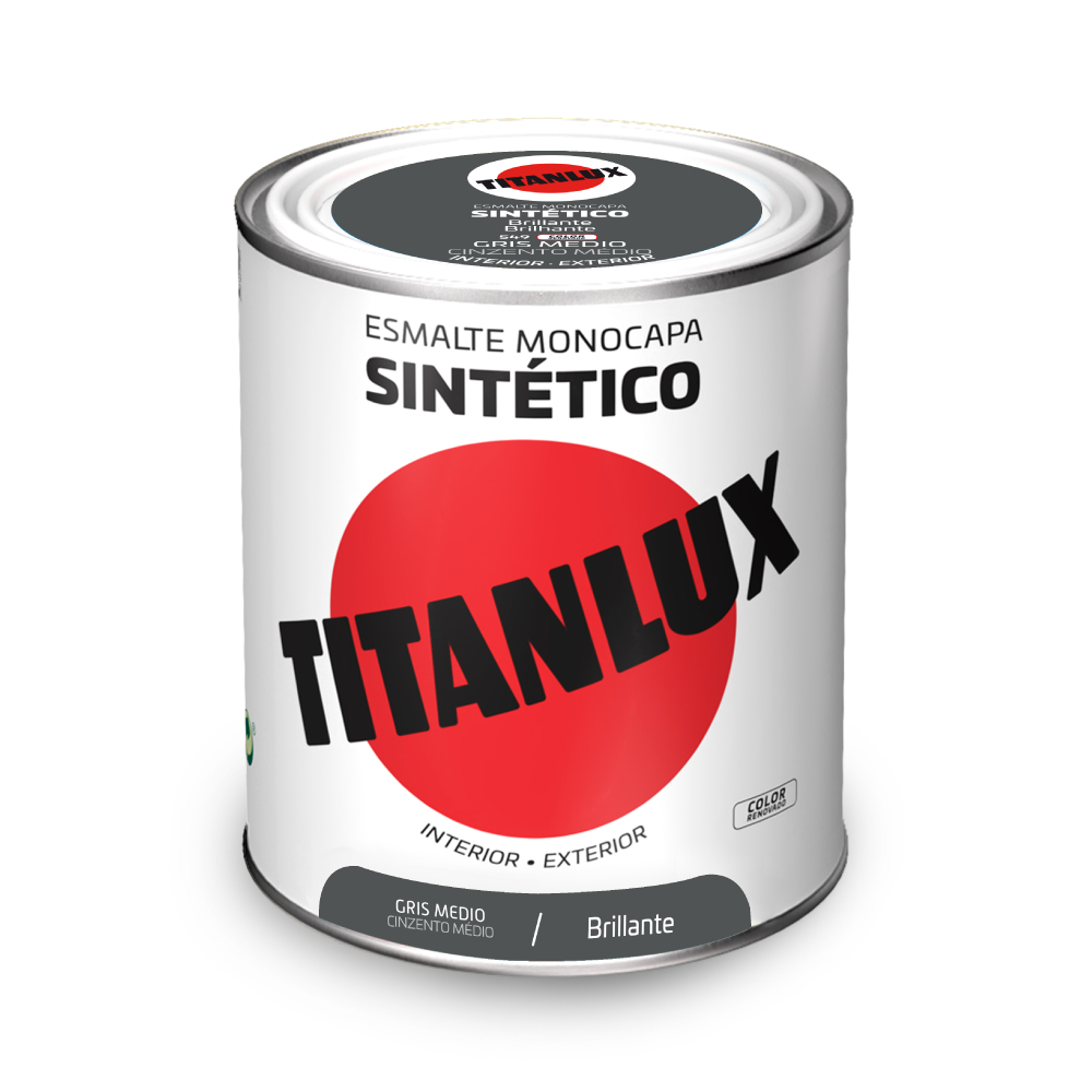 ESMALTE SINTÉTICO MONOCAPA BRILLANTE GRIS MEDIO 750ml TITANLUX 5808971